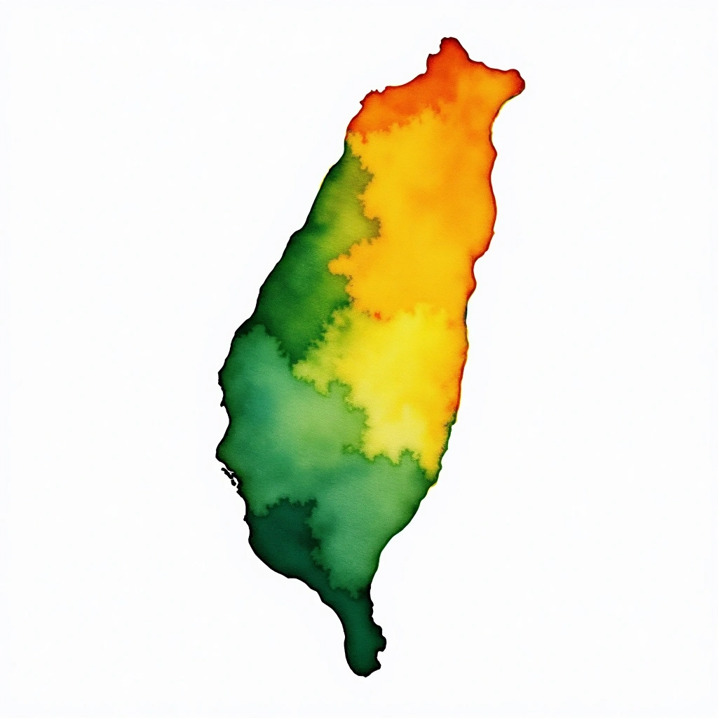 Taiwan whiskey country — watercolor illustration