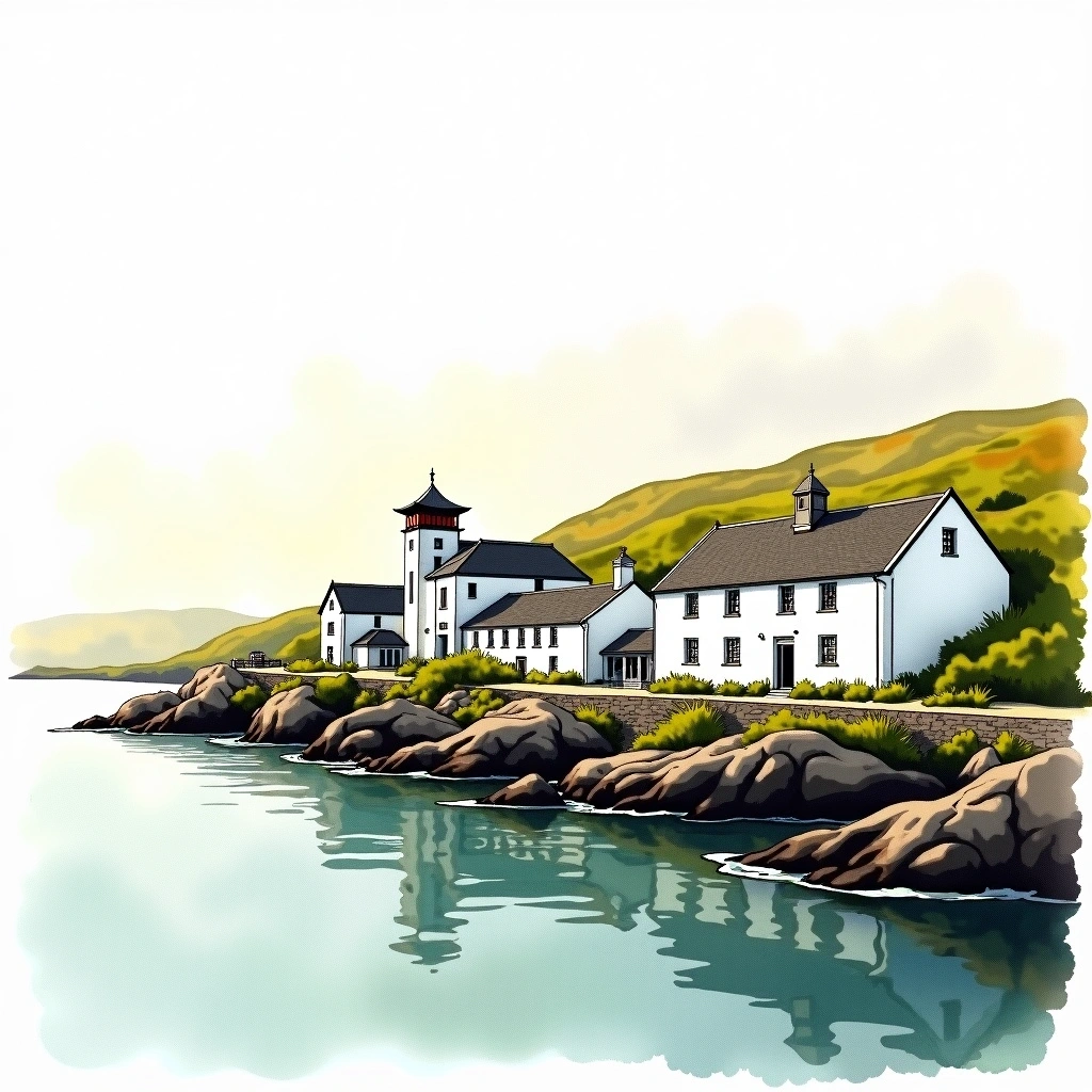 Ardbeg distillery — watercolor illustration