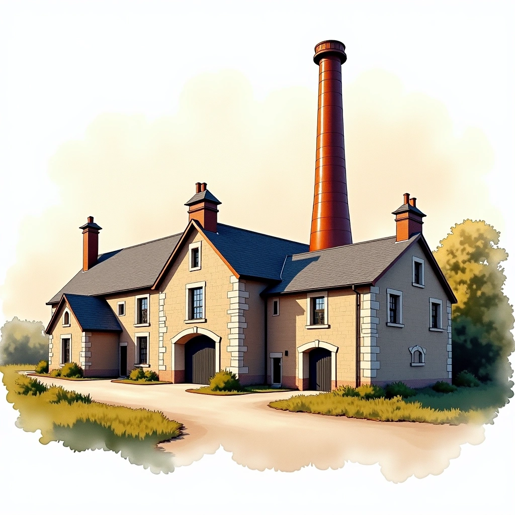 Auchentoshan distillery — watercolor illustration