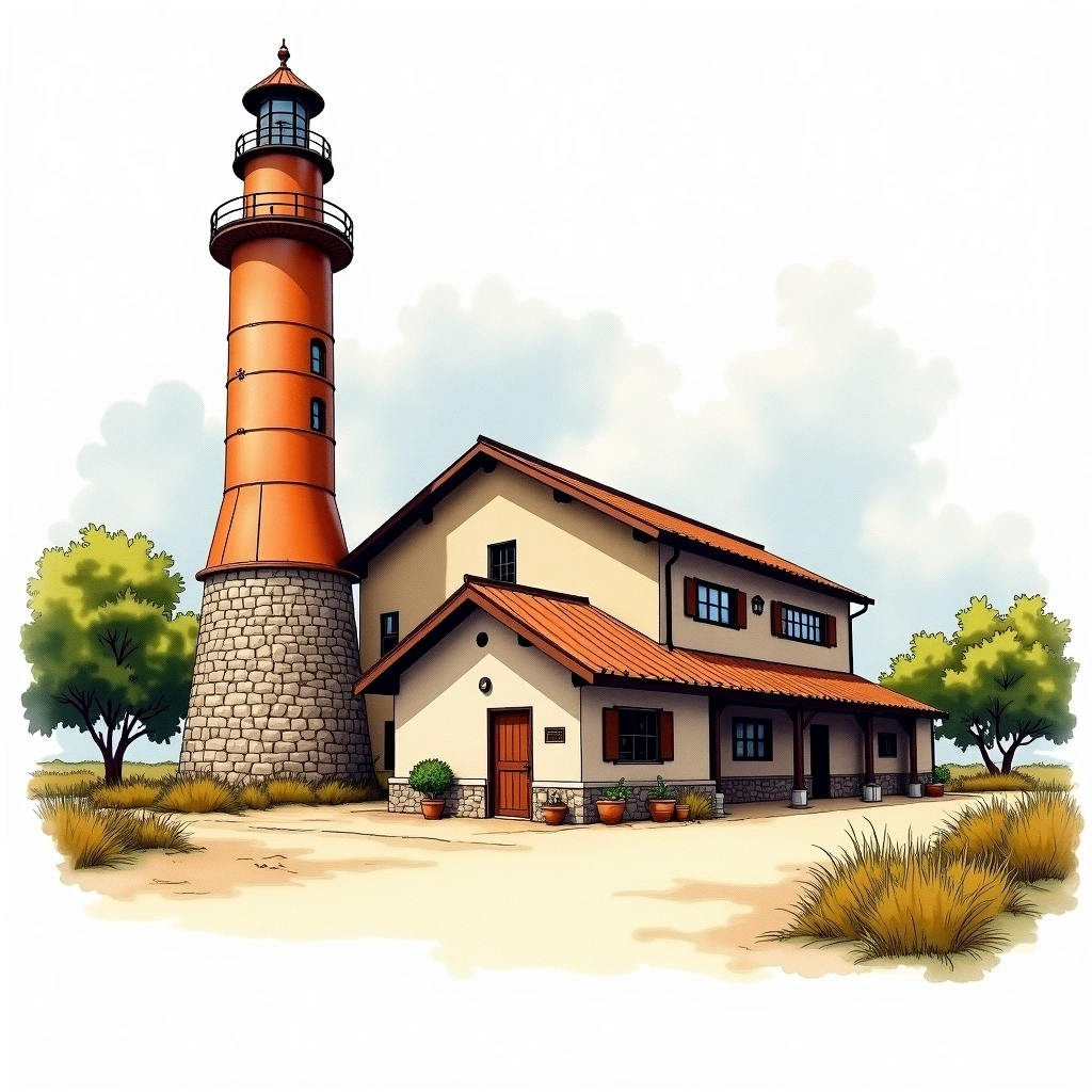 Balcones distillery — watercolor illustration