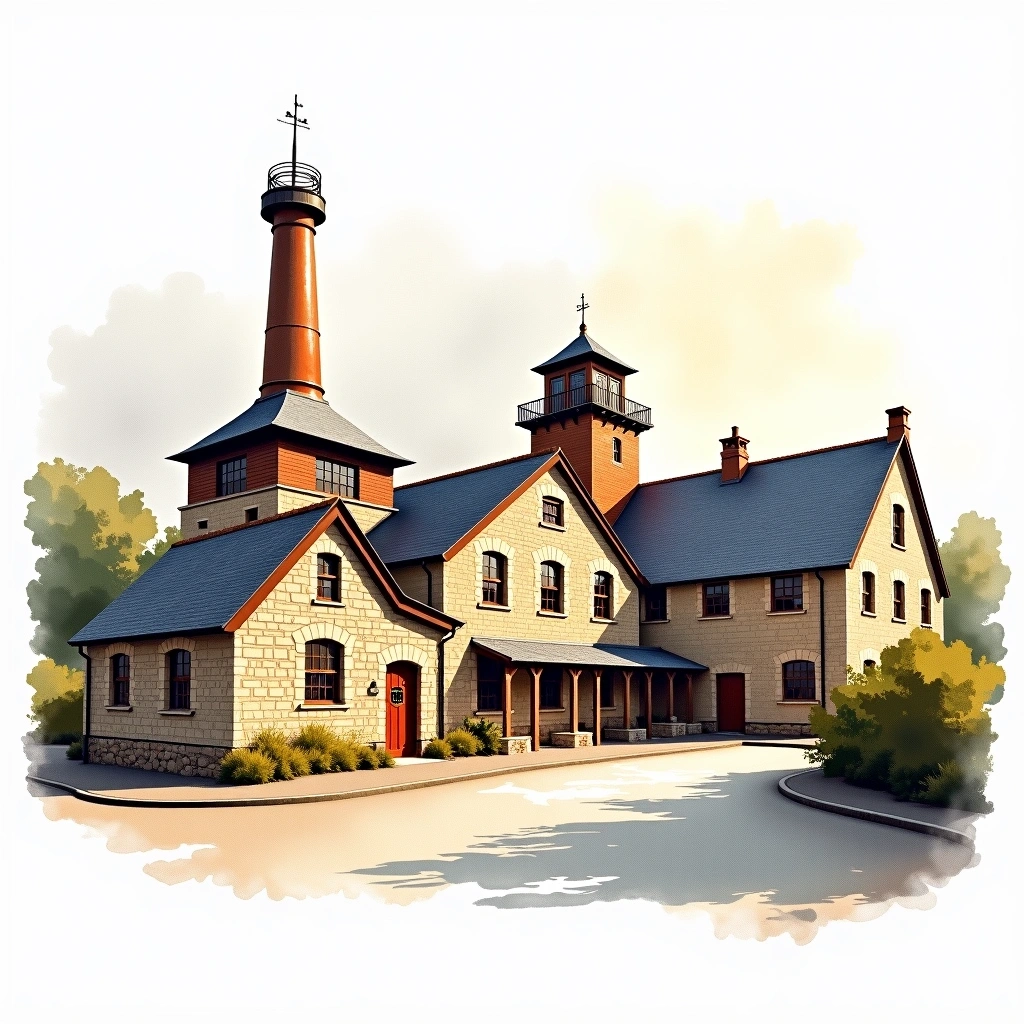 The Balvenie distillery — watercolor illustration