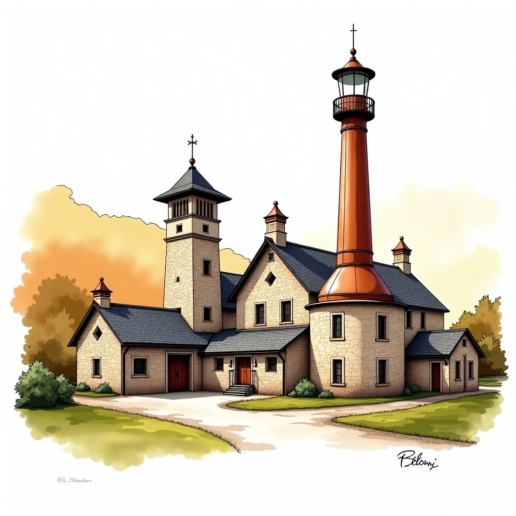 Ben Nevis distillery — watercolor illustration