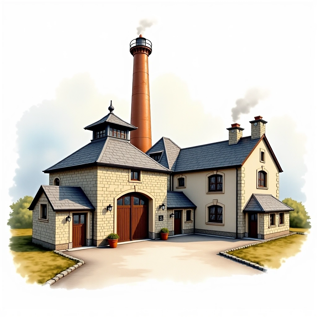Bladnoch distillery — watercolor illustration