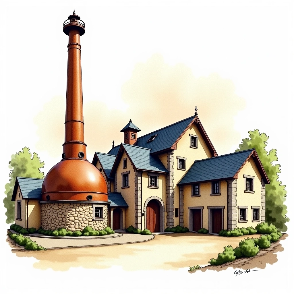 Blair Athol distillery — watercolor illustration