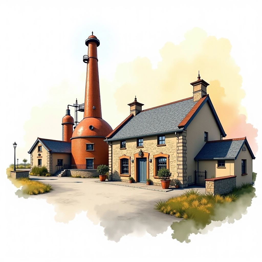 Bruichladdich distillery — watercolor illustration