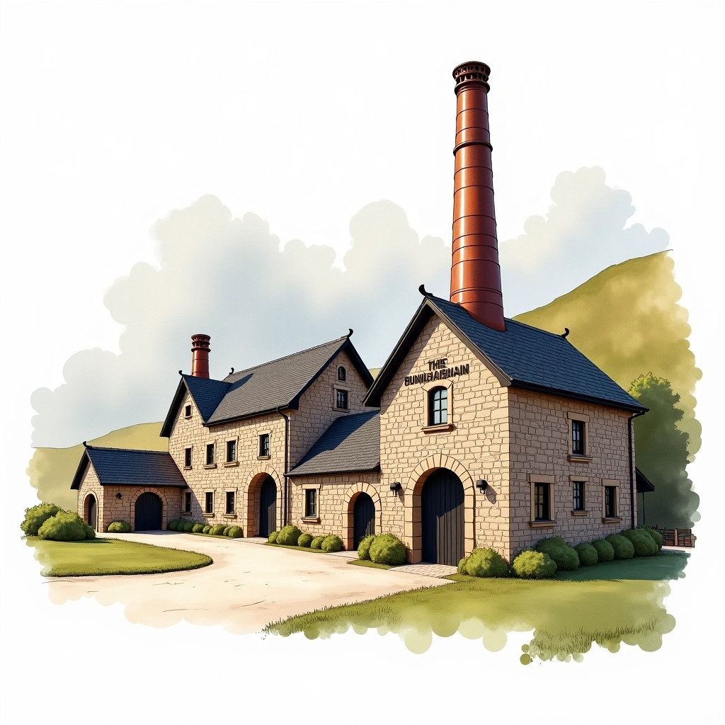 Bunnahabhain distillery — watercolor illustration