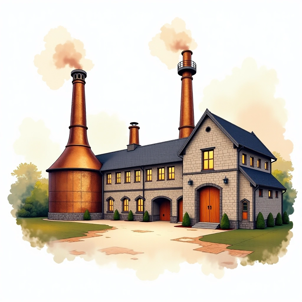 Bushmills distillery — watercolor illustration