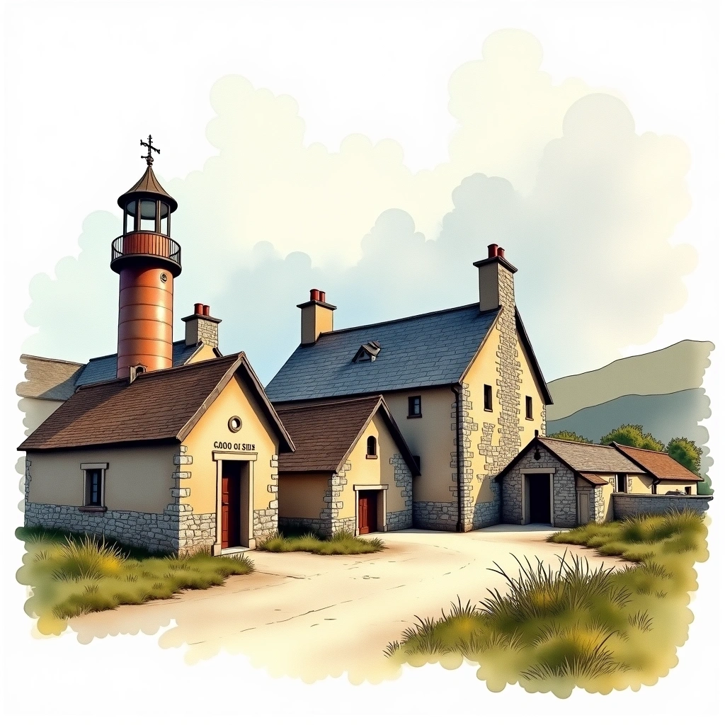 Caol Ila distillery — watercolor illustration