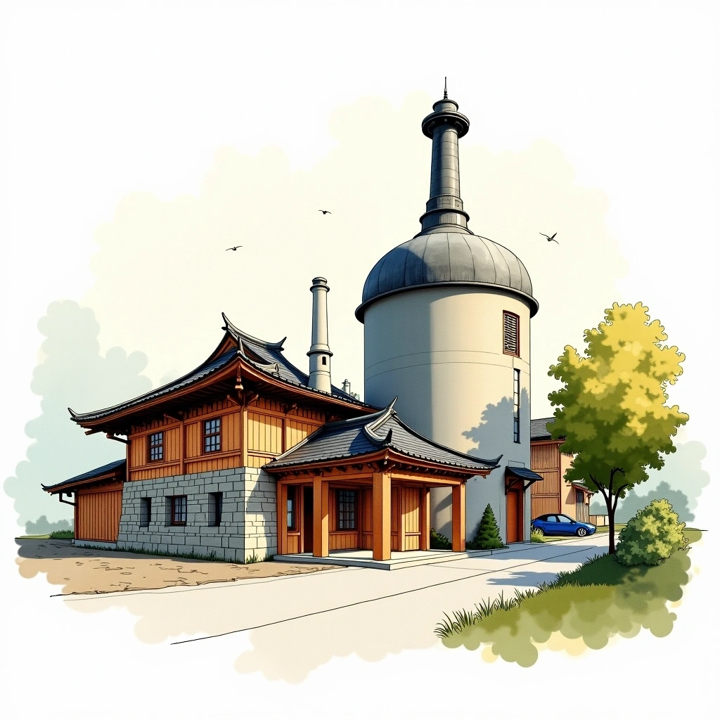 Chichibu distillery — watercolor illustration