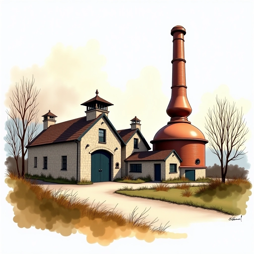 Craigellachie distillery — watercolor illustration