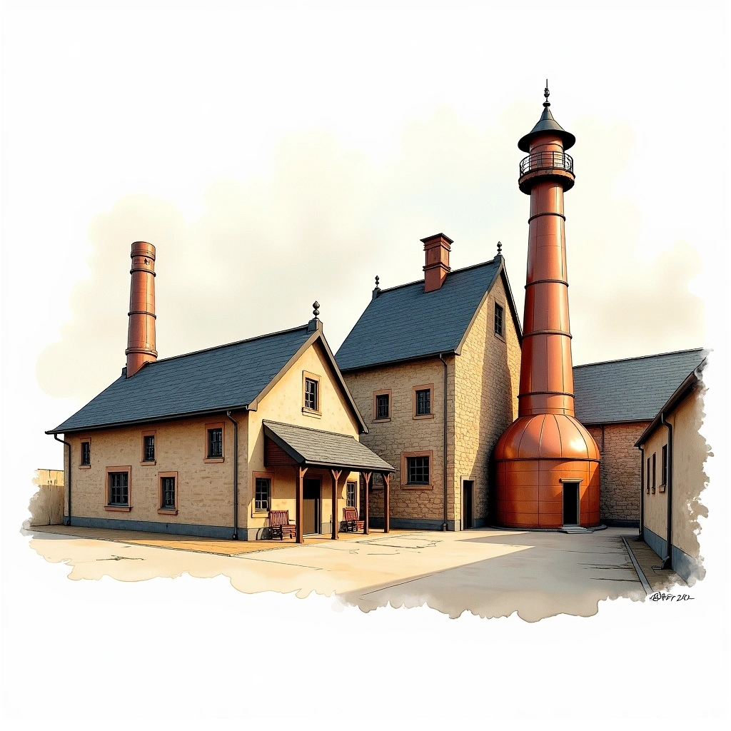 Deanston distillery — watercolor illustration