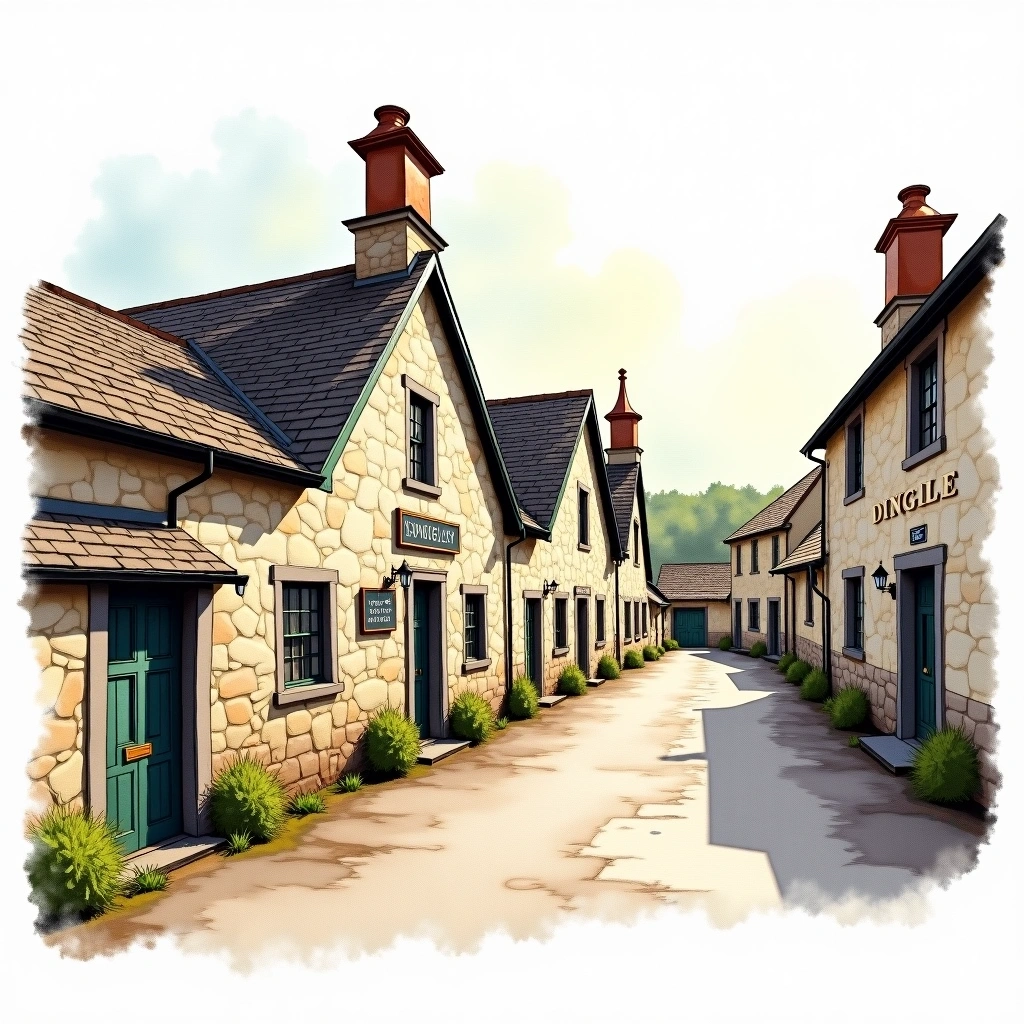 Dingle distillery — watercolor illustration