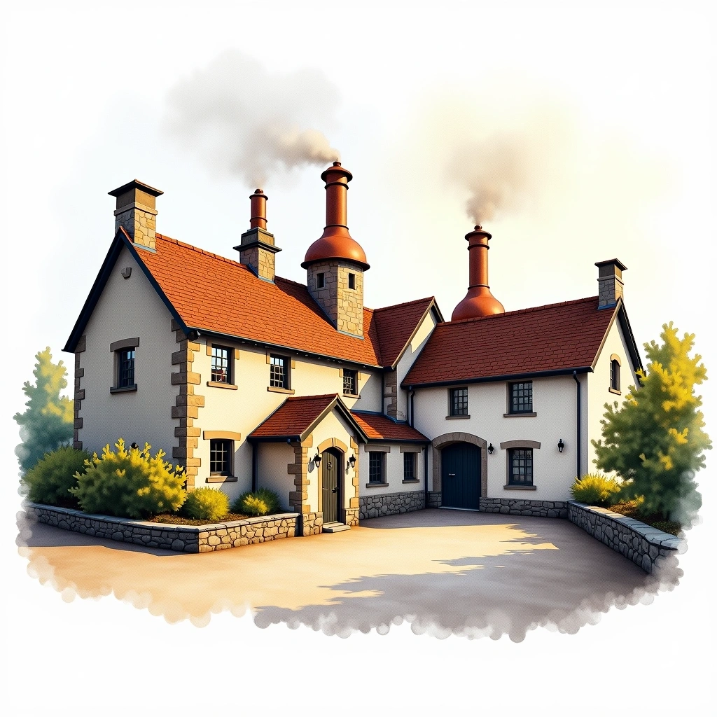 Edradour distillery — watercolor illustration