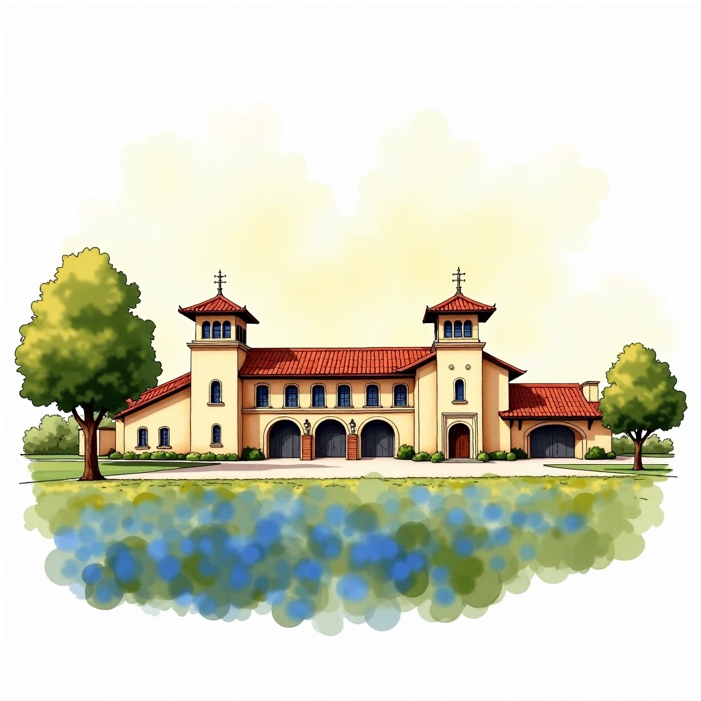 Four Roses distillery — watercolor illustration