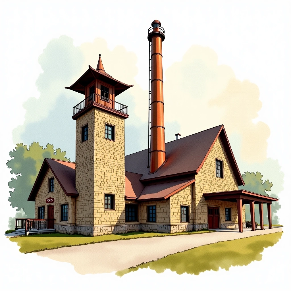 George Dickel distillery — watercolor illustration