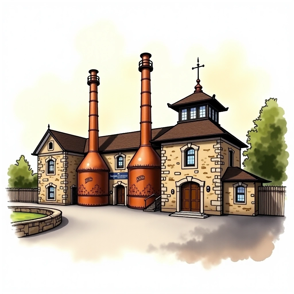 Glenfarclas distillery — watercolor illustration