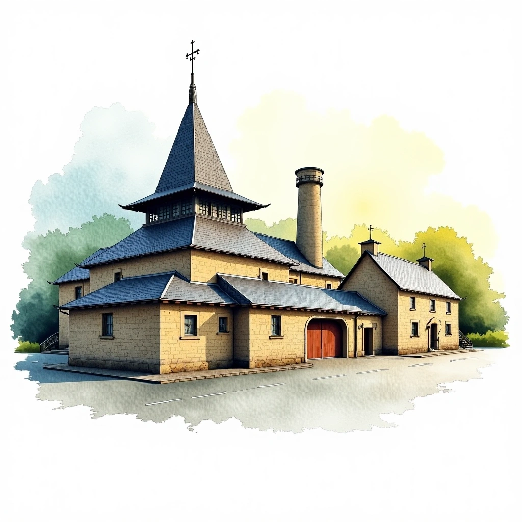 Glenfiddich distillery — watercolor illustration