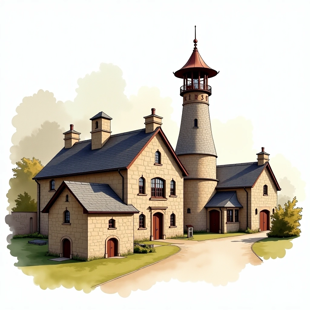 Glengoyne distillery — watercolor illustration