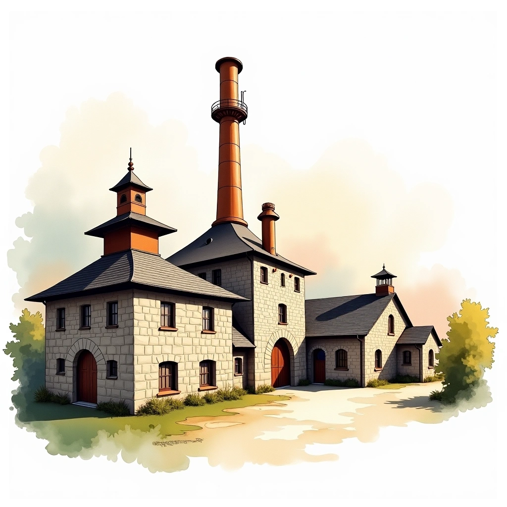 Glenmorangie distillery — watercolor illustration