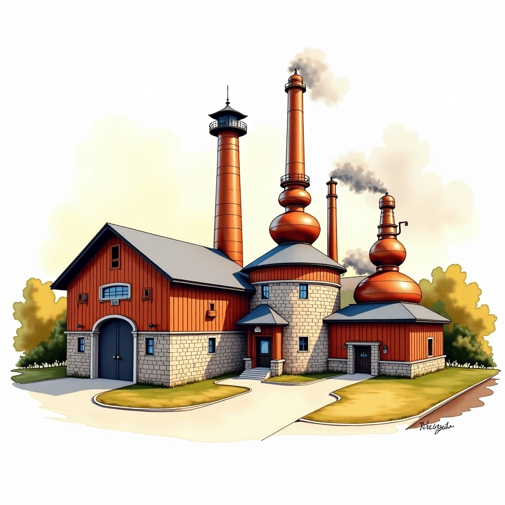 Heaven Hill distillery — watercolor illustration