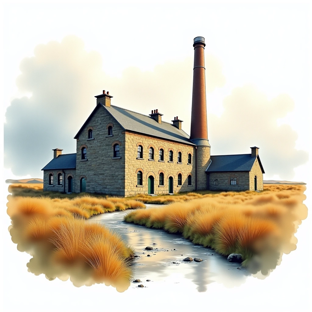 Highland Park distillery — watercolor illustration