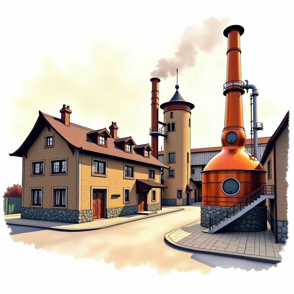 Hudson distillery — watercolor illustration