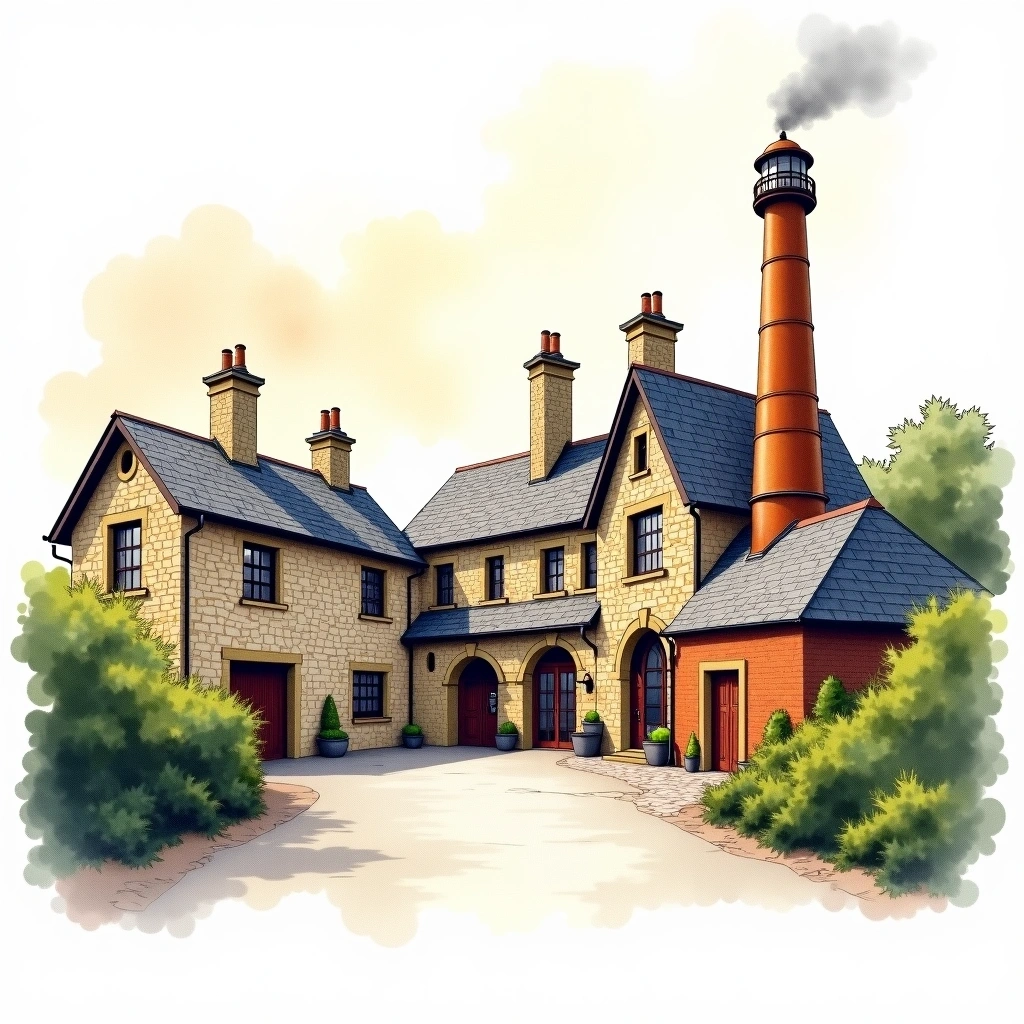 Kilbeggan distillery — watercolor illustration