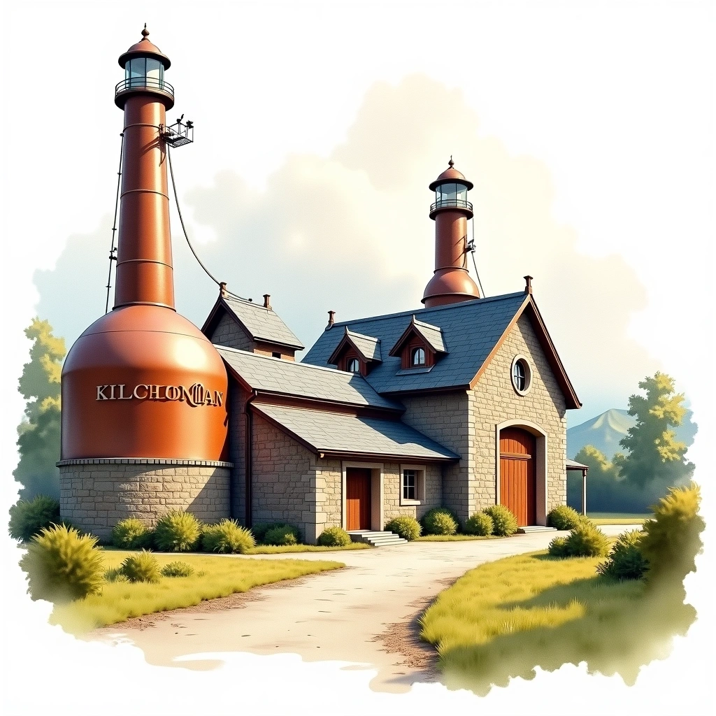 Kilchoman distillery — watercolor illustration