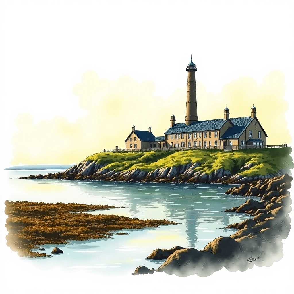 Laphroaig distillery — watercolor illustration