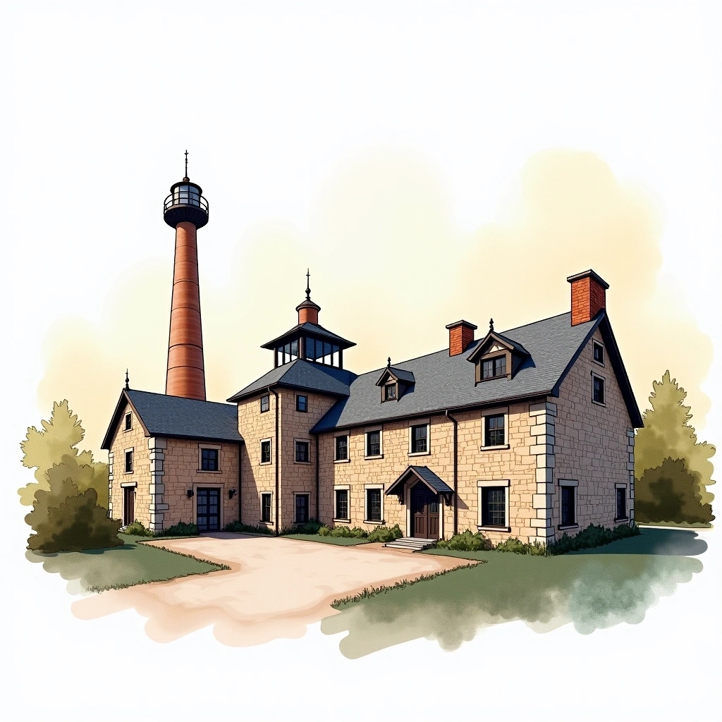 Oban distillery — watercolor illustration
