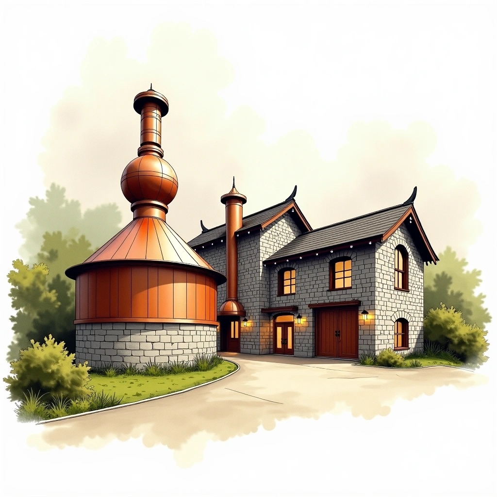 Rabbit Hole distillery — watercolor illustration