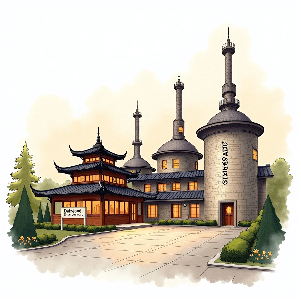 Starward distillery — watercolor illustration