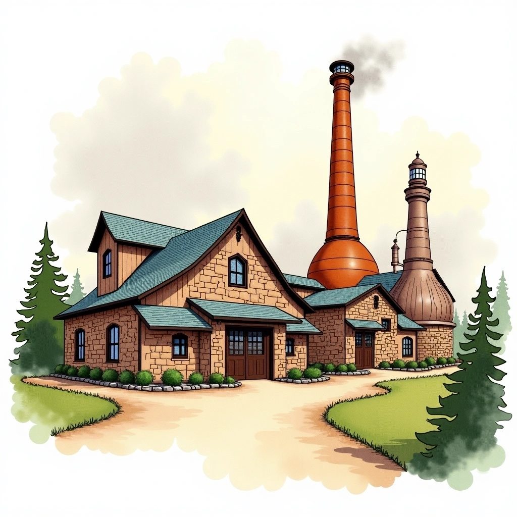 Sullivan's Cove distillery — watercolor illustration