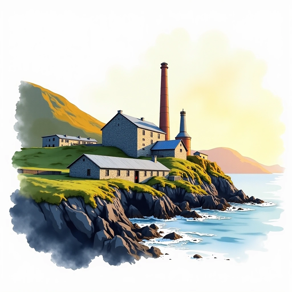 Talisker distillery — watercolor illustration
