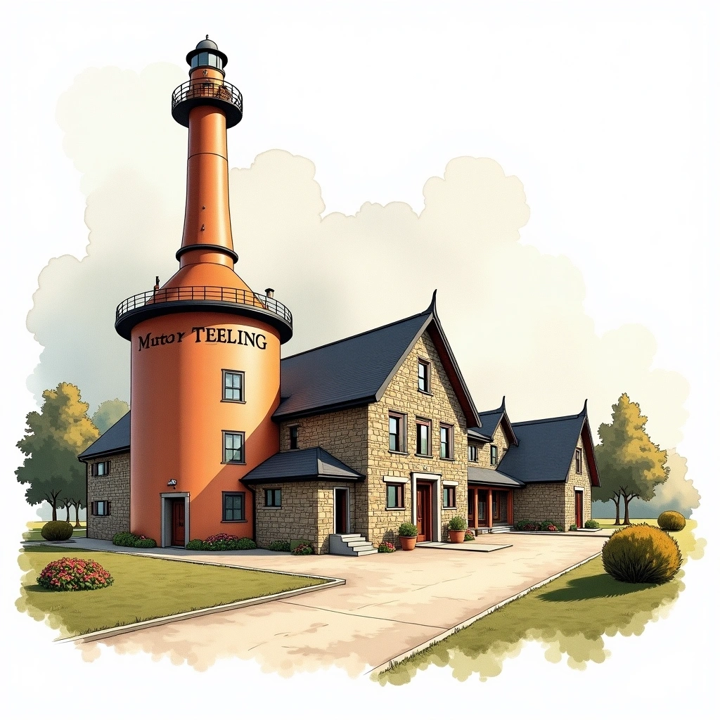 Teeling distillery — watercolor illustration