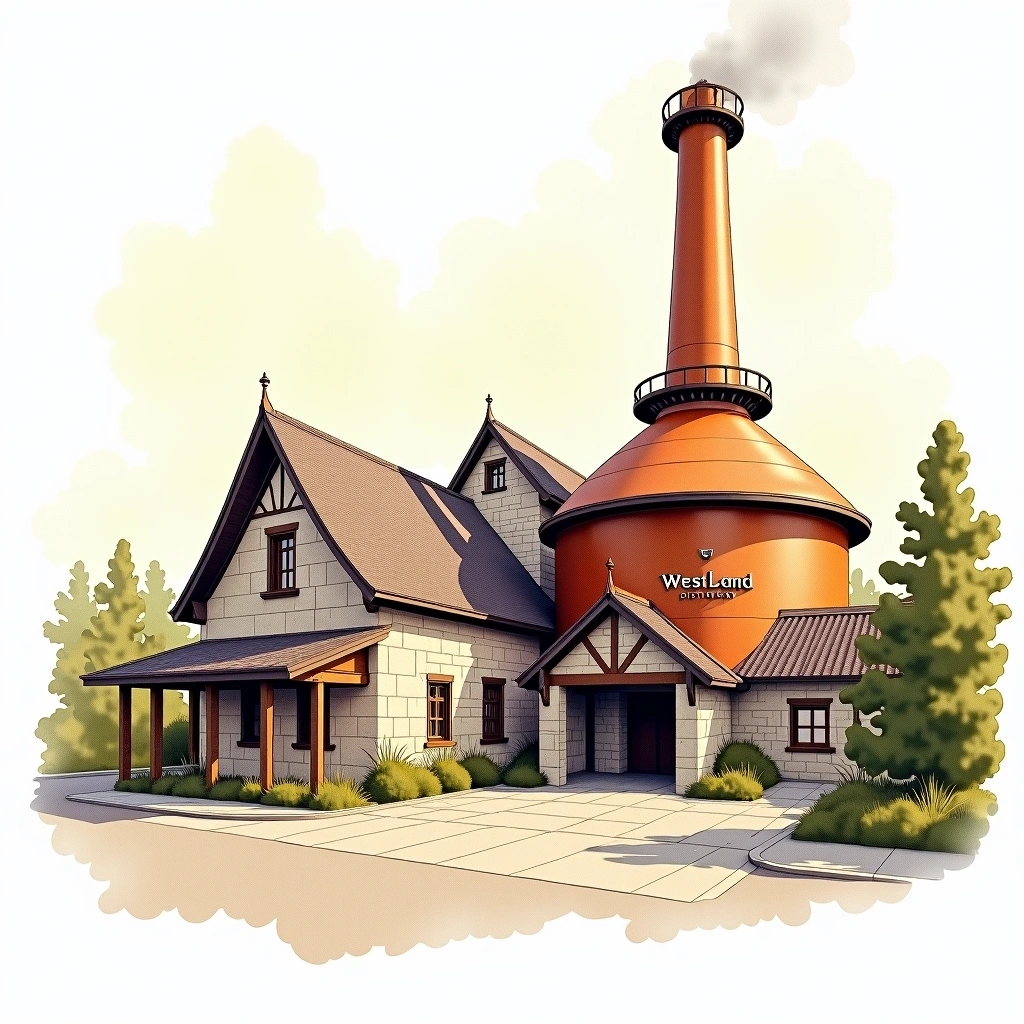 Westland distillery — watercolor illustration