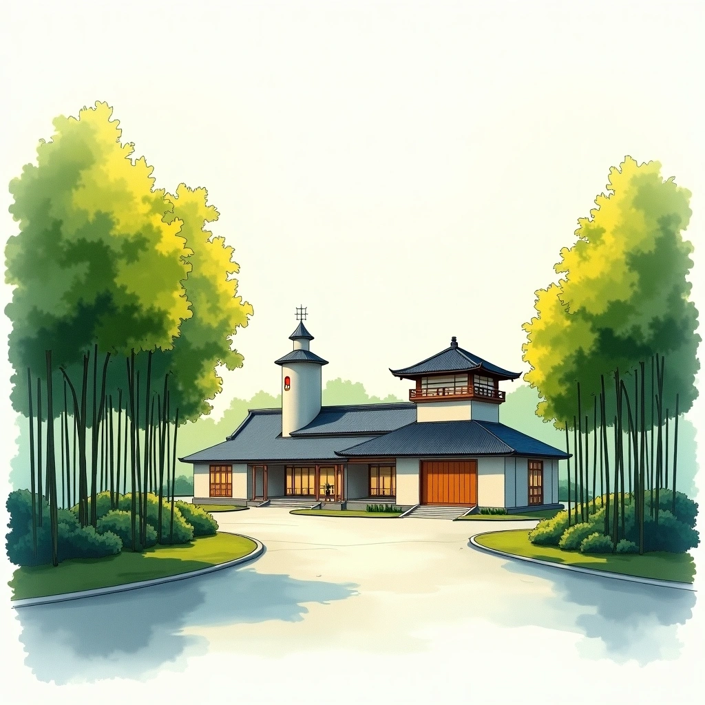 Yamazaki distillery — watercolor illustration