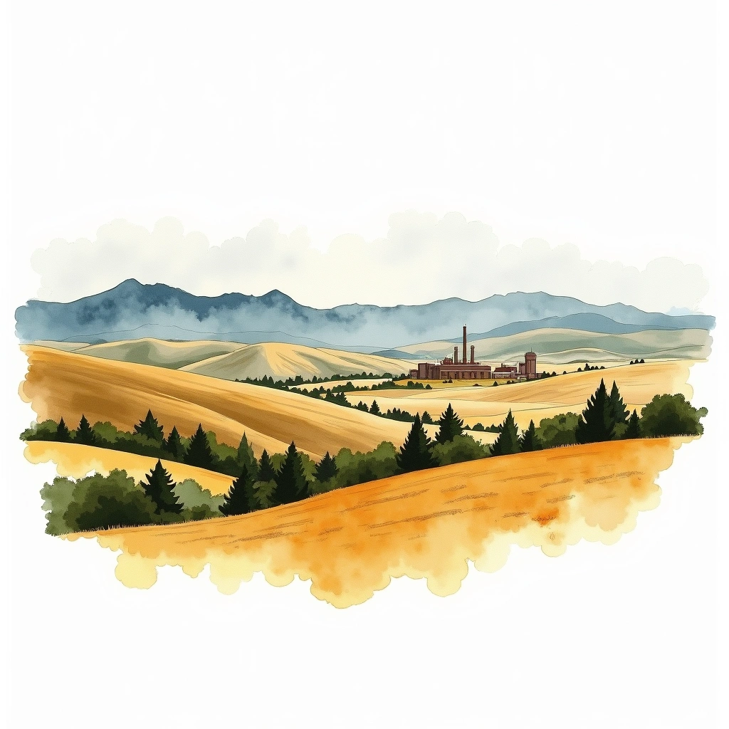 Colorado whiskey region — watercolor illustration
