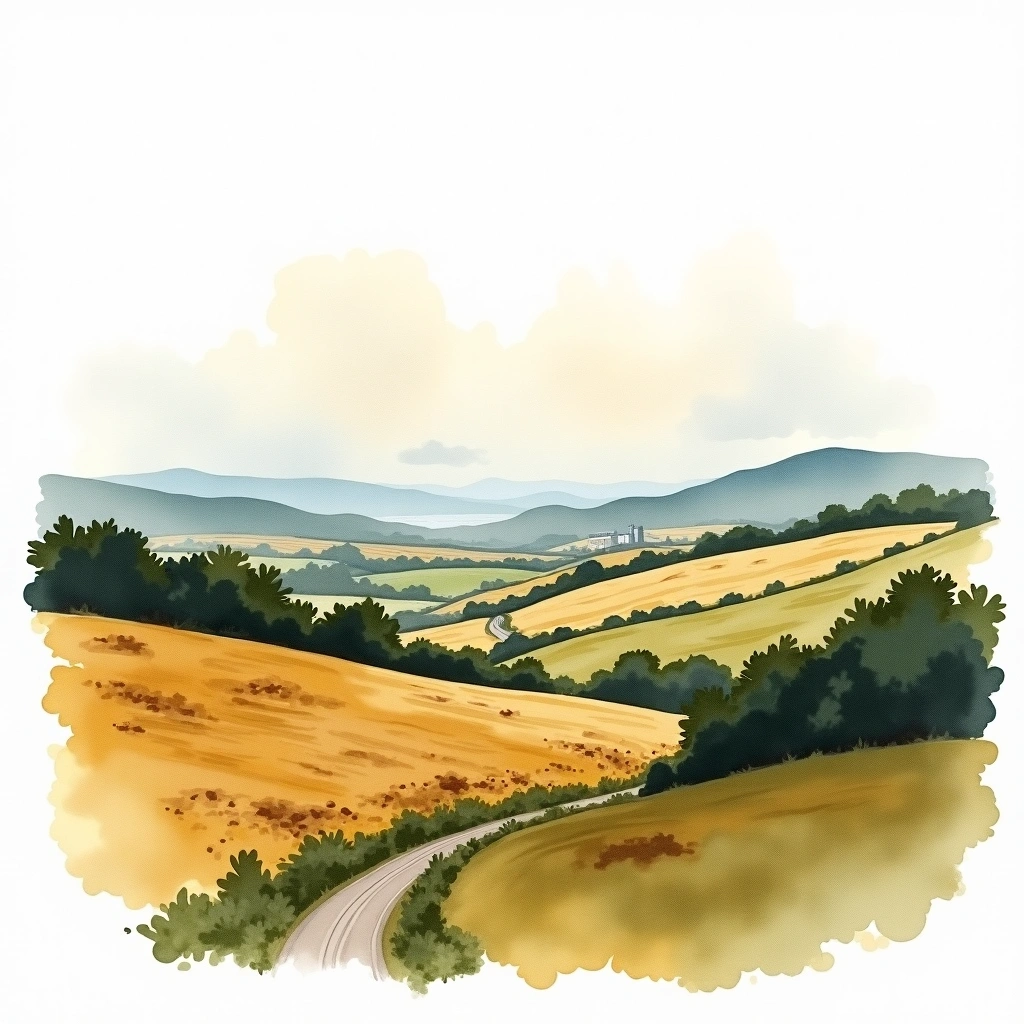 Connacht whiskey region — watercolor illustration