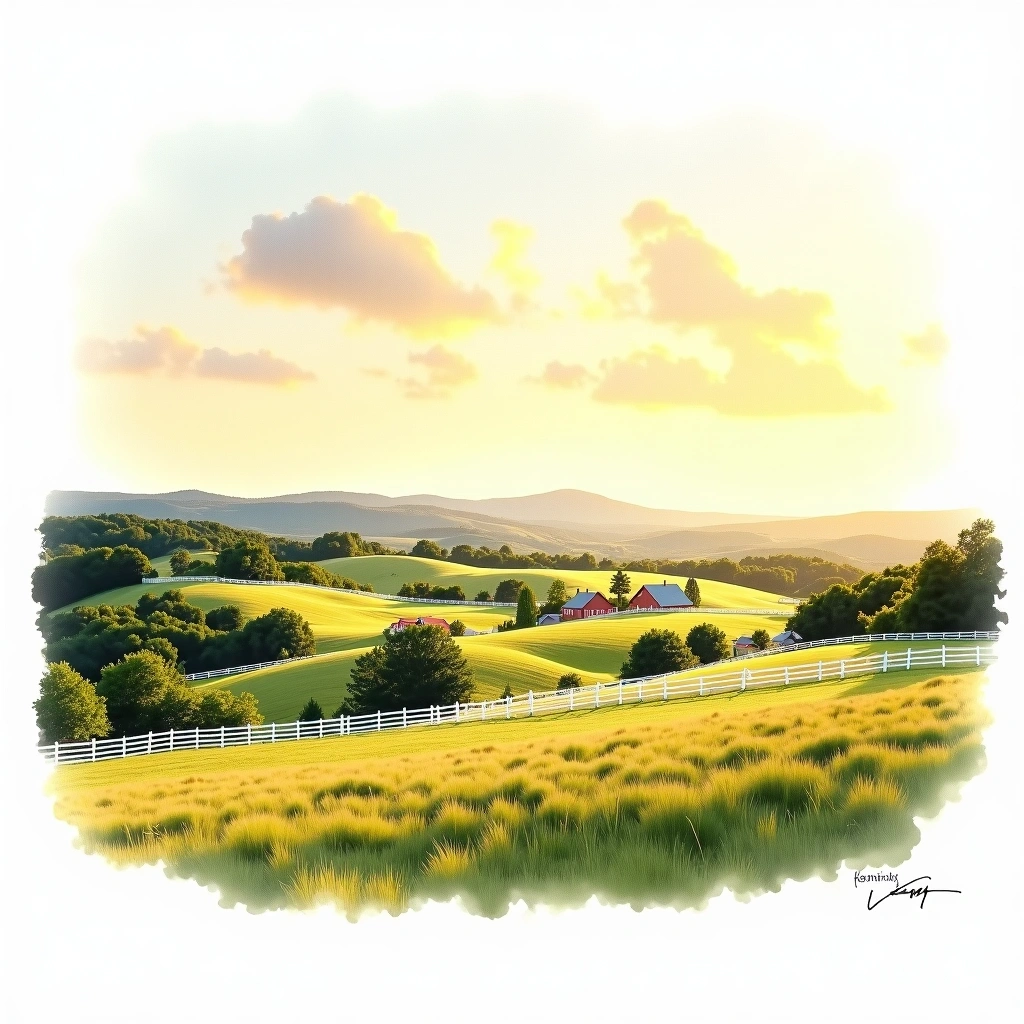 Kentucky whiskey region — watercolor illustration