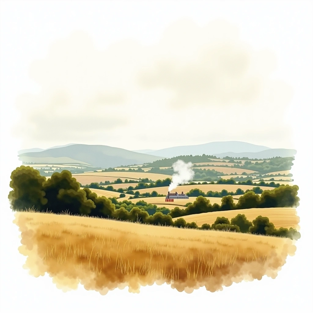 Leinster whiskey region — watercolor illustration