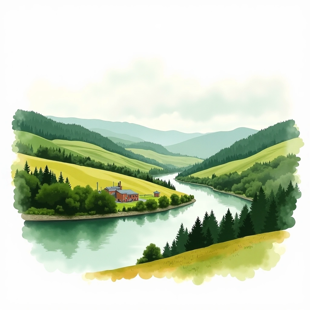 Speyside whiskey region — watercolor illustration