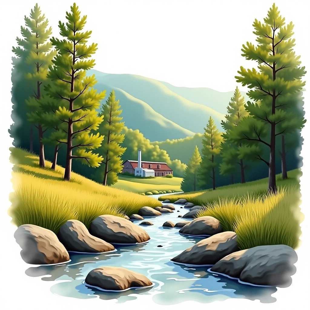 Tennessee whiskey region — watercolor illustration