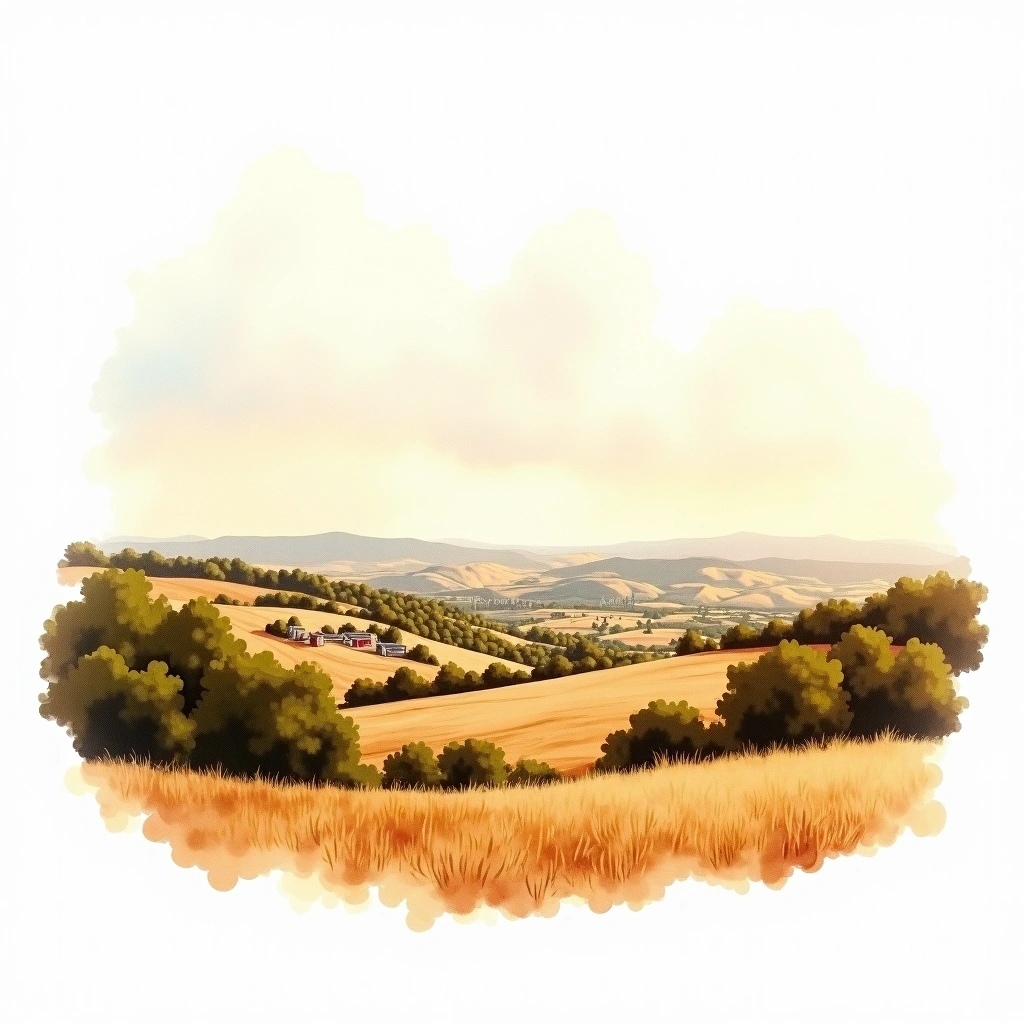 Texas whiskey region — watercolor illustration