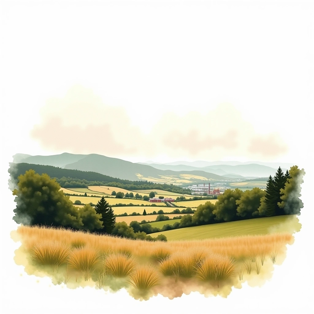 Ulster whiskey region — watercolor illustration