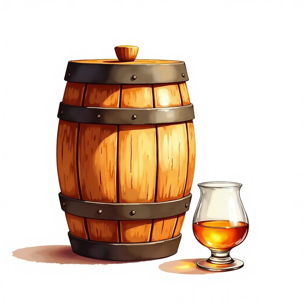 Fino / Manzanilla Sherry Butt cask — watercolor illustration
