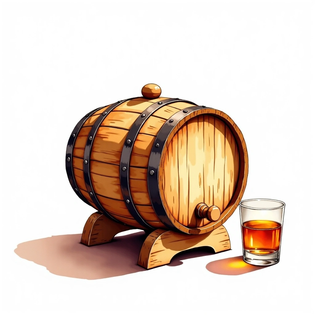Madeira Drum cask — watercolor illustration