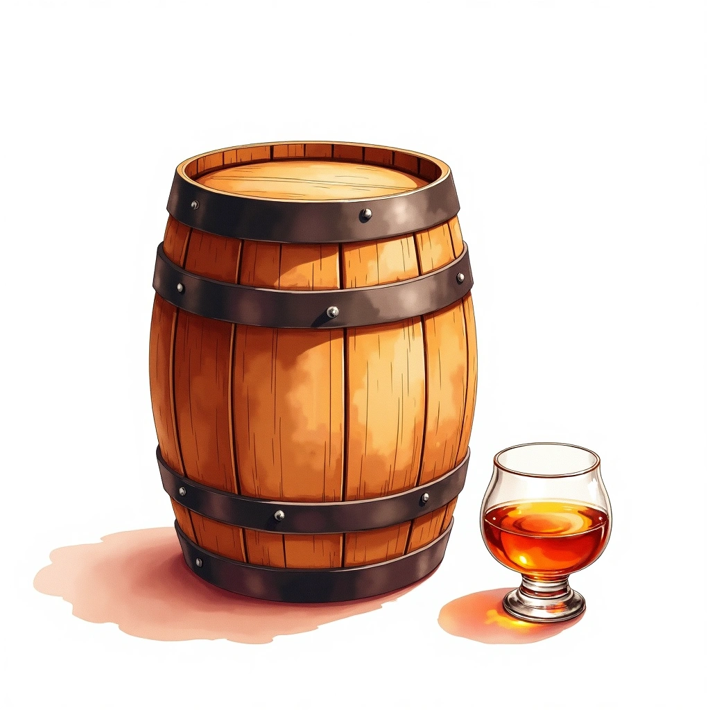 Marsala Cask cask — watercolor illustration