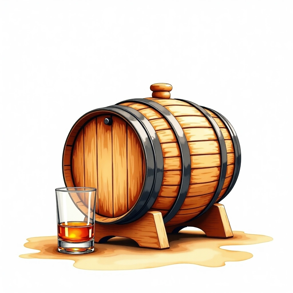 Quarter Cask cask — watercolor illustration