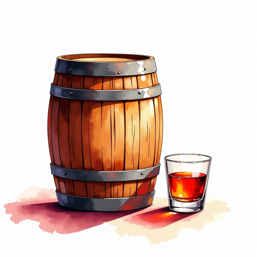Red Wine Barrique cask — watercolor illustration